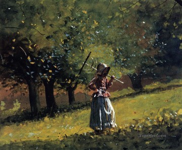  Winslow Oil Painting - Girl with a Hay Rake Realism painter Winslow Homer